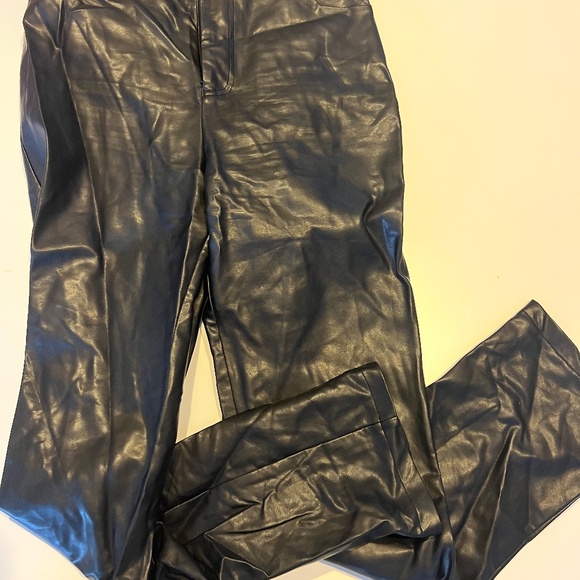 Straight Leg Black Leather Pants - Picture 4 of 4